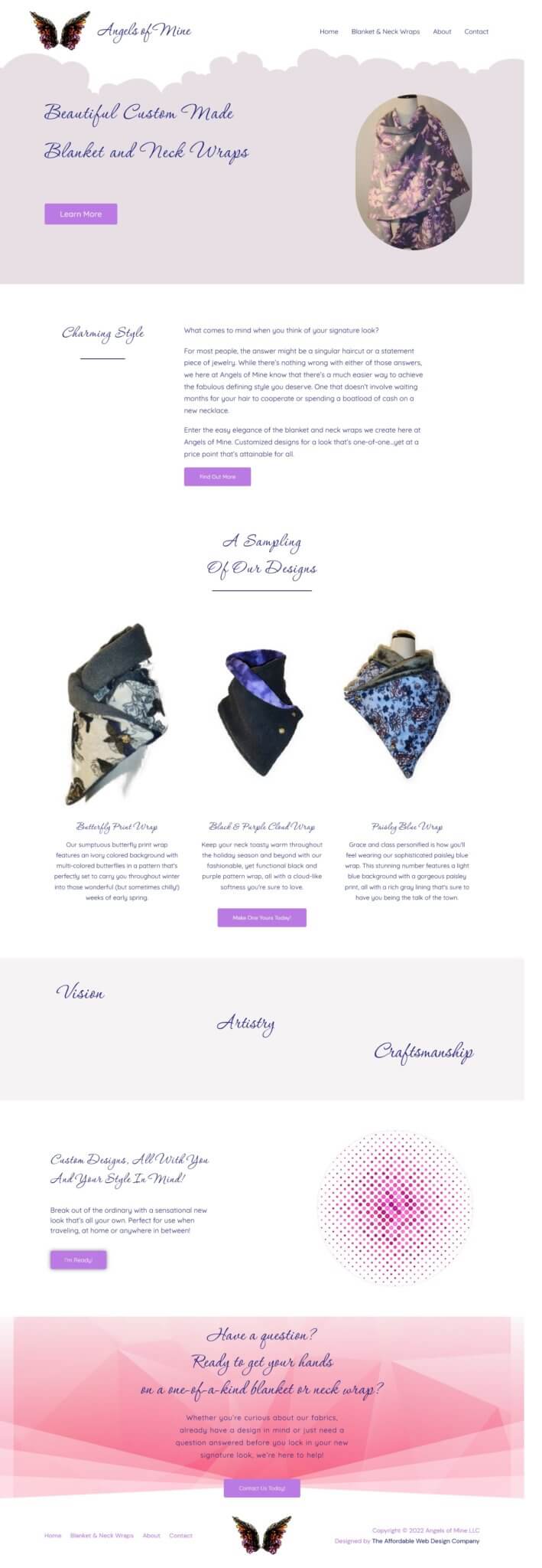 Angels of Mine Homepage Screenshot
